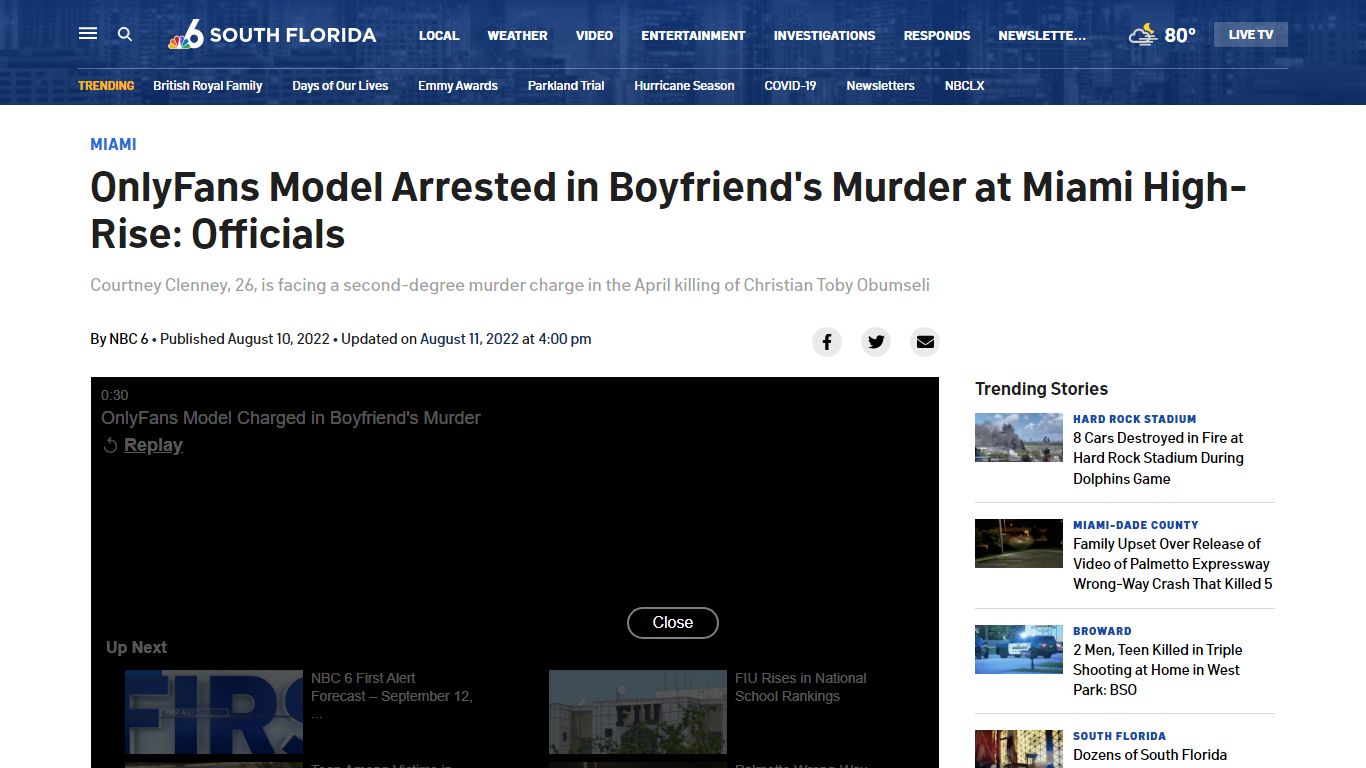 OnlyFans Model Arrested in Boyfriend's Murder at Miami High-Rise: Officials